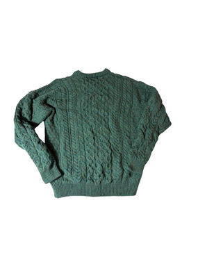 The Irish Store Aran Cable Knit Sweater Small Green Merino Wool Ireland